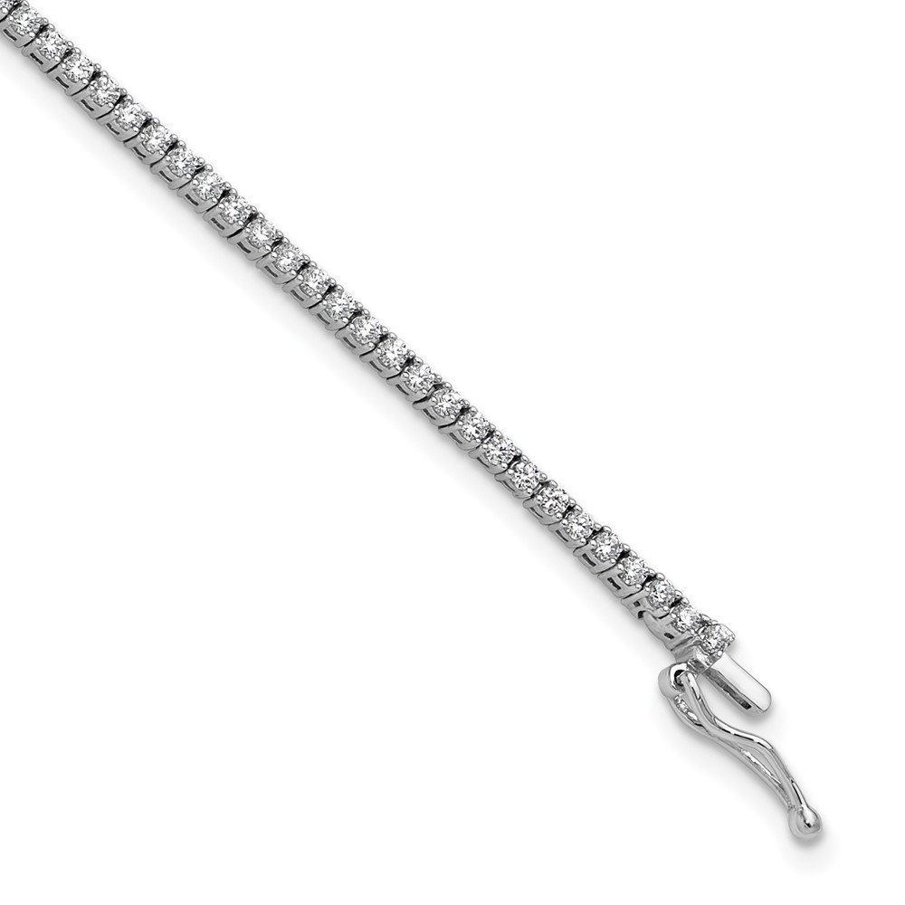925 Sterling Silver Rhodium-plated 1.5mm CZ 95 Stone 7 inch Bracelet